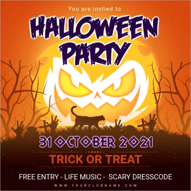 halloween party invite animated design template