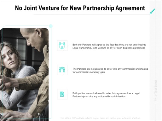 collaboration agreement no joint venture for new partnership agreement ppt infographic template background pdf