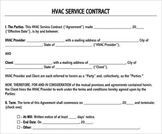 general service contract templates
