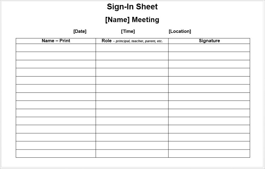 meeting attendance sheet templatesml