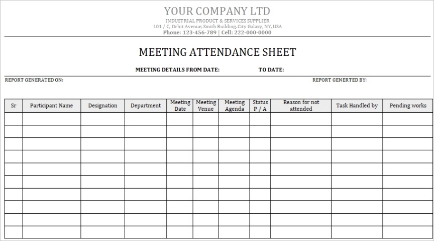 attendance sheet templateml