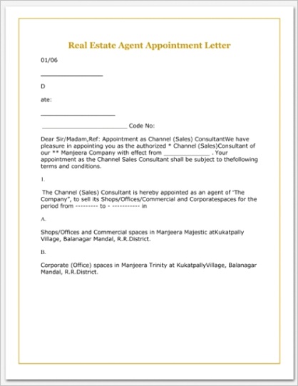 real estate agent appointment letterml