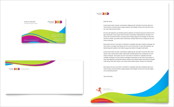 Personal Trainer Business Card Letterhead Templates SF Dx