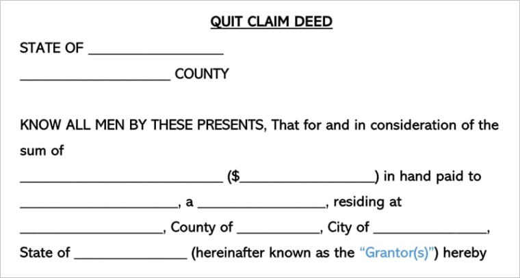 quitclaim deed forms