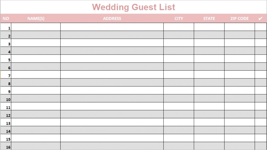printable wedding guest list templatesml