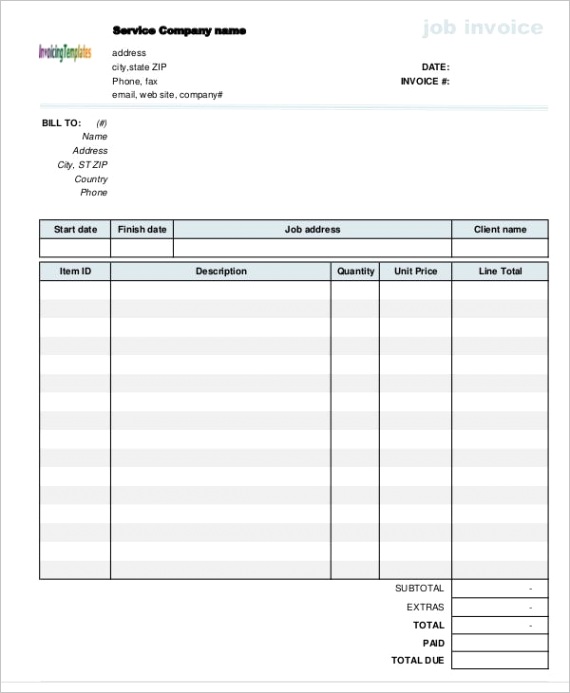 job invoices template