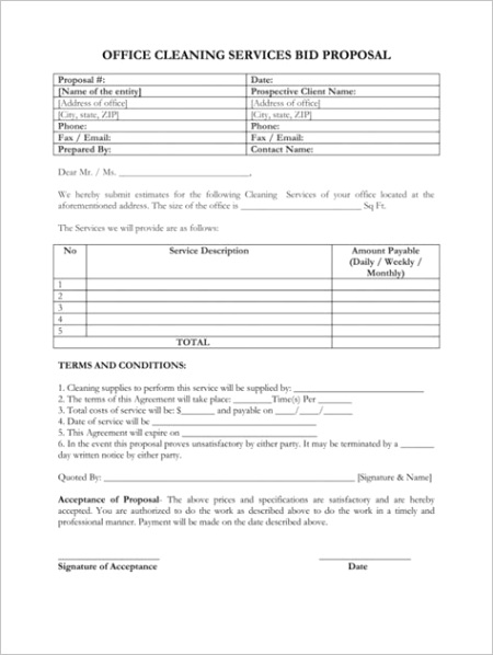 search id= mercial cleaning bid proposal template
