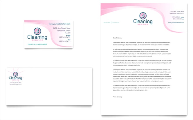 House Cleaning Maid Services Business Card Letterhead Templates GB Dx