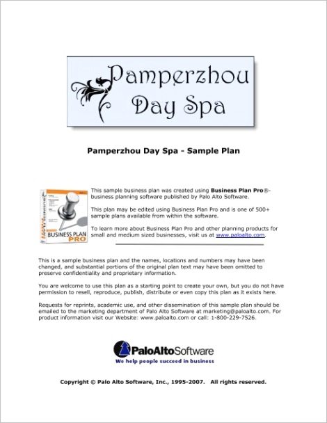 pamperzhou day spa sample plan