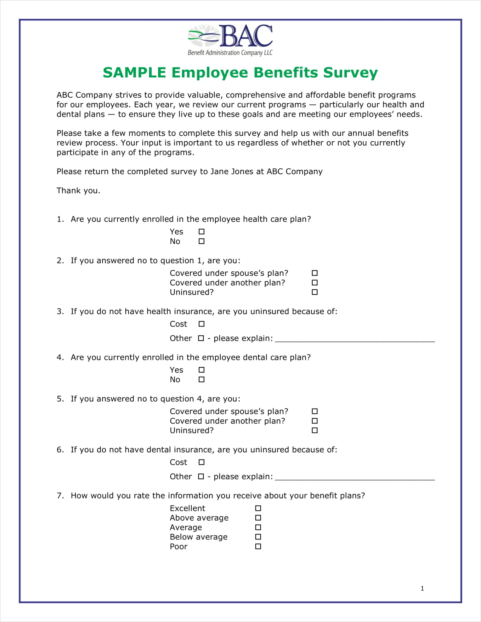 employee benefits survey formsml