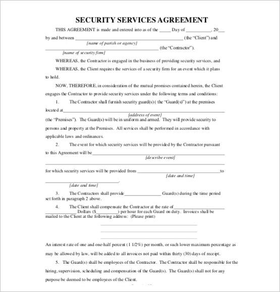 sample service agreement