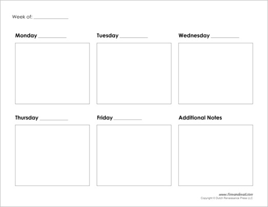 printable weekly calendar template