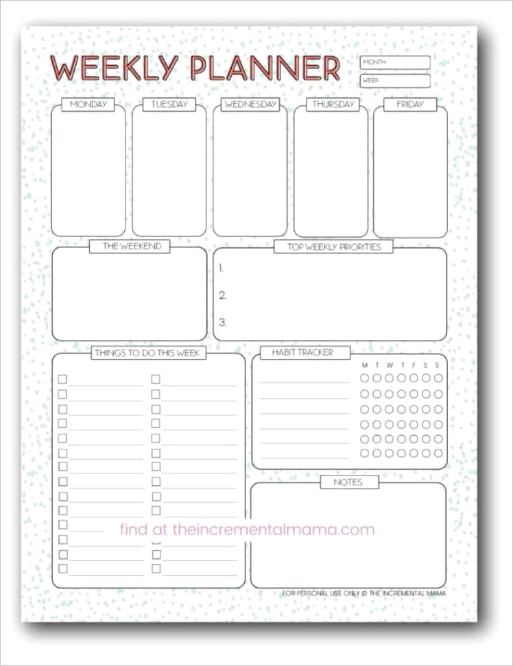 free cute weekly planner printable to organized