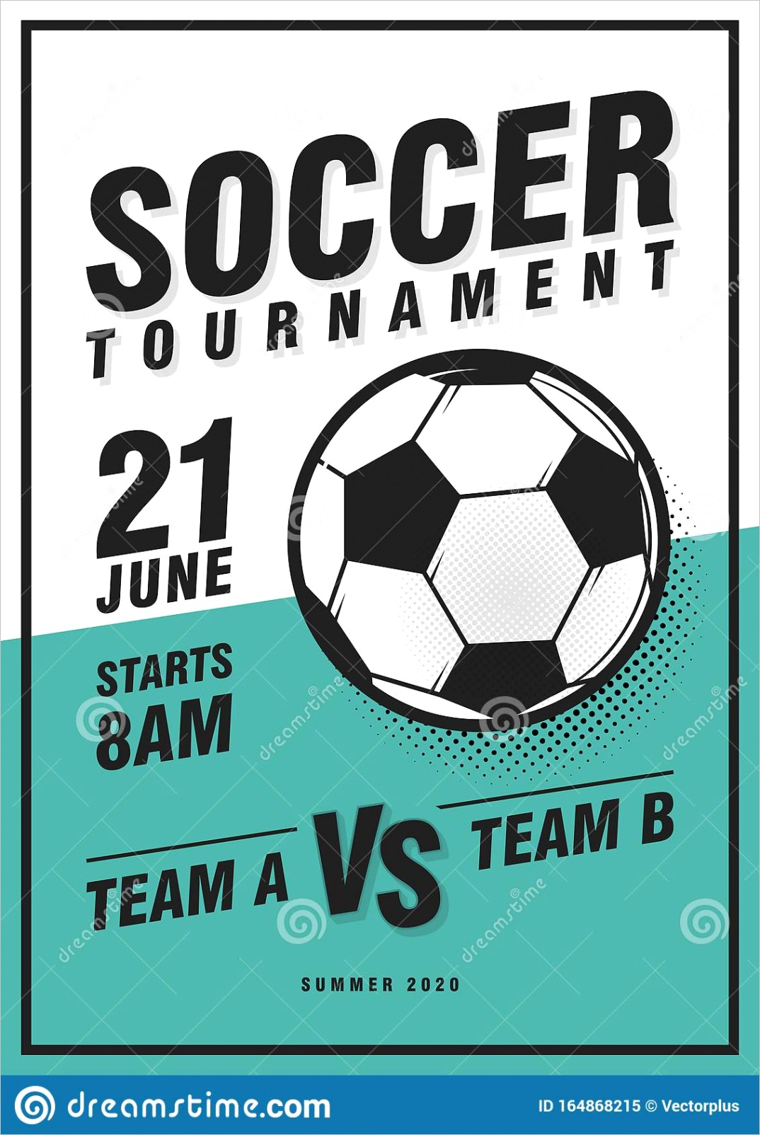 soccer tournament poster template ball grass sample text vector illustration flyer design image