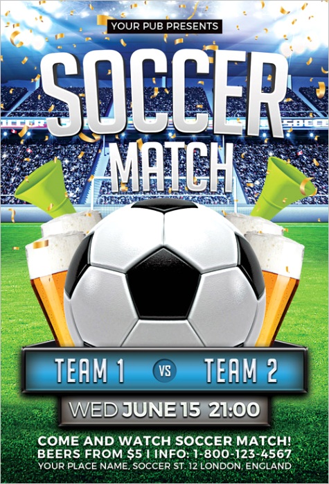 soccer match flyer template