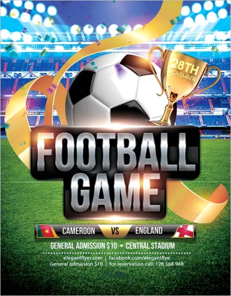 soccer game free flyer psd template