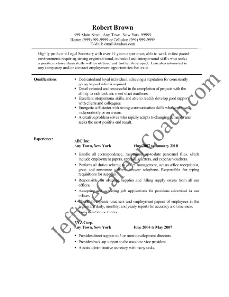 the secretary resume sample three in pdf