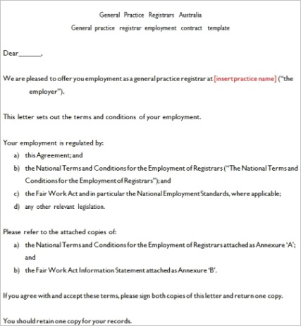 australian employment contract templatem