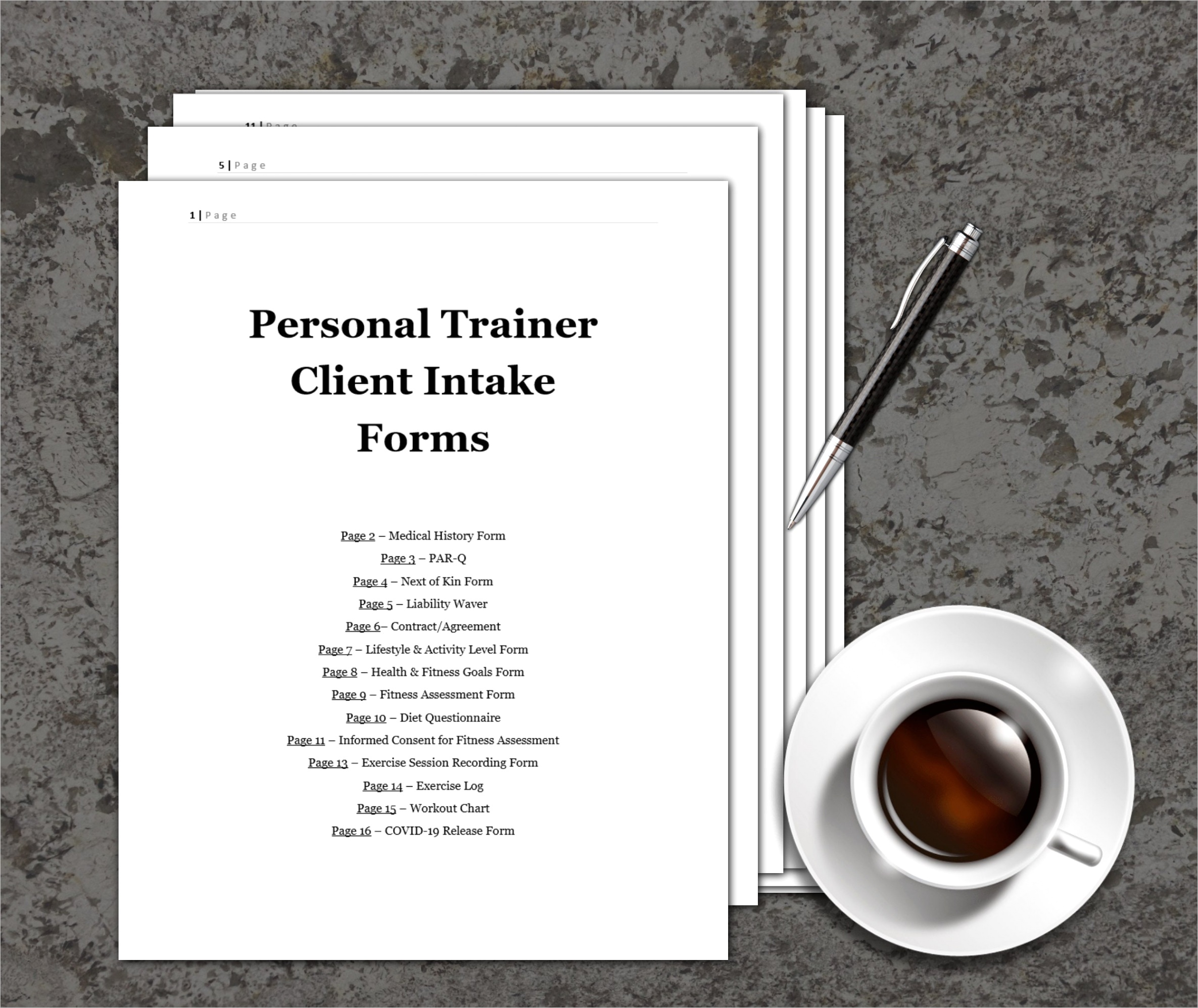 printable personal trainer client intake