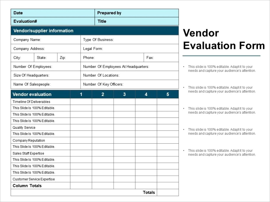 vendor evaluation form ppt ideasml