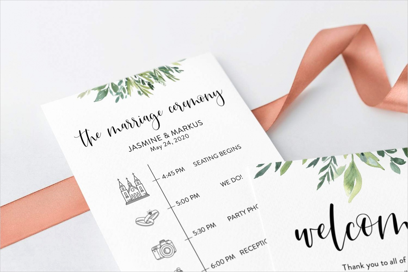 greenery wedding program template printable ceremony programs editable template instant jasmine