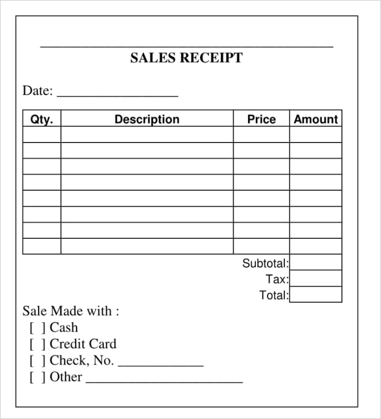 sales receipt templates