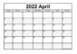 April Calendar 2022 Template
