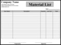 Material List Template