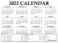 2022 Yearly Calendar Template