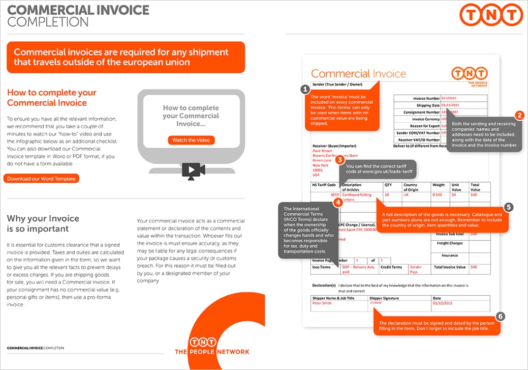 pleting mercial invoices