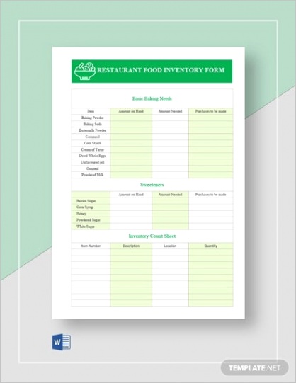 food inventory template