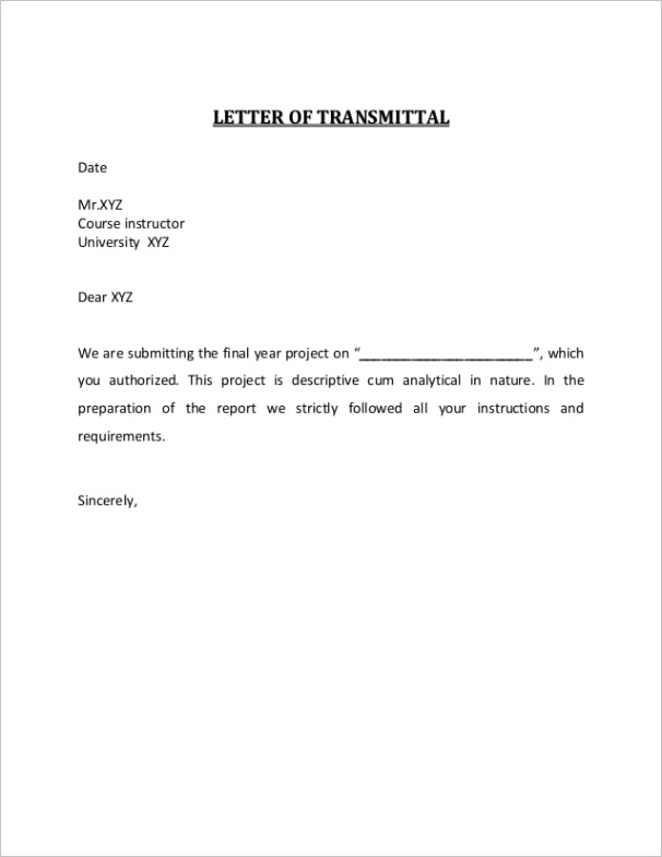 letter of transmittal and acknowledgement