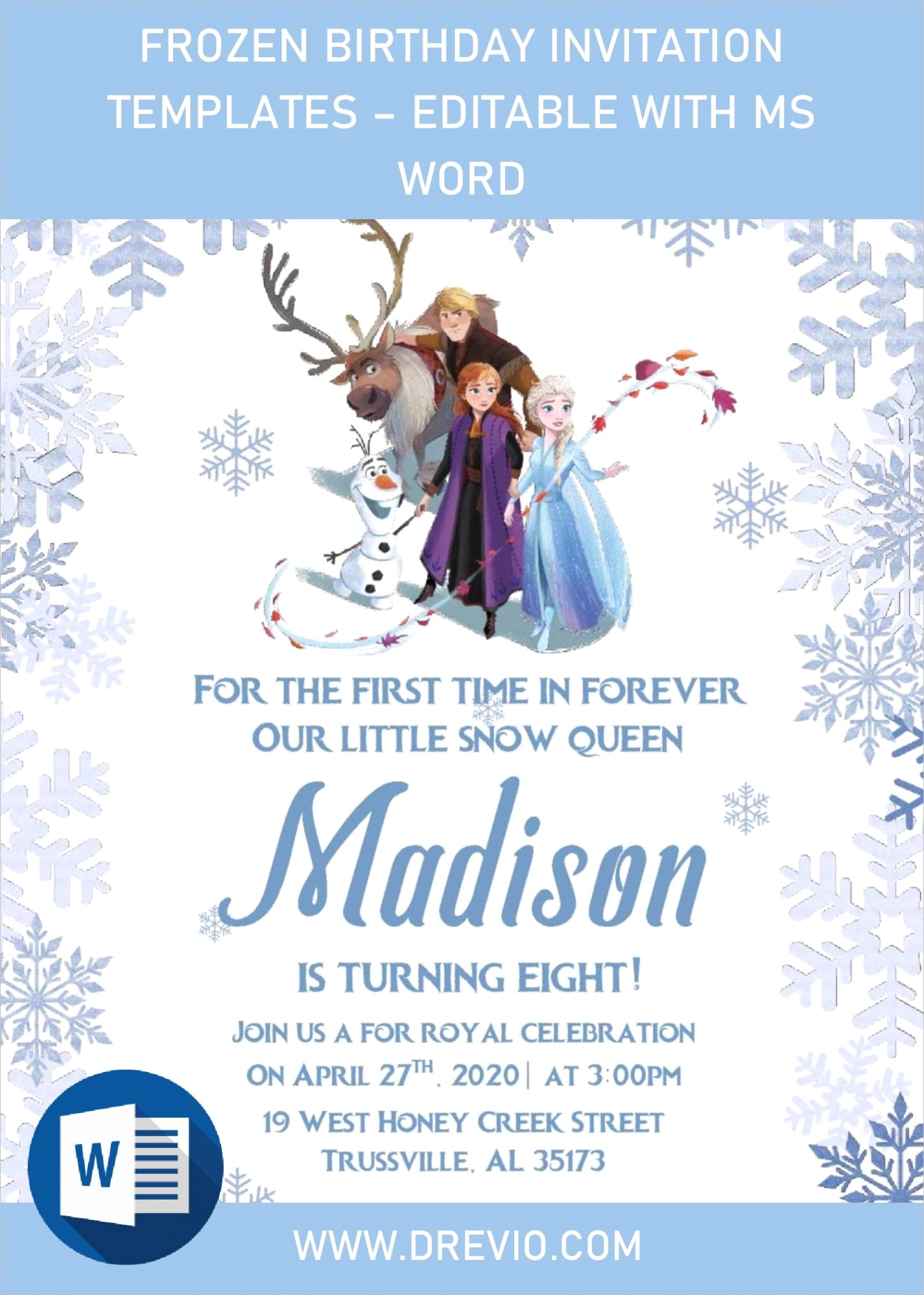 frozen invitation templates editable with ms word