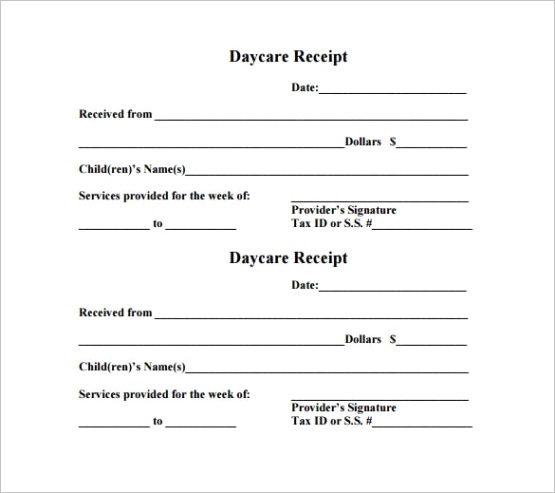 daycare receipt template
