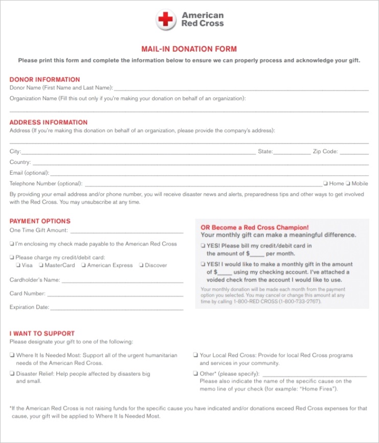 free donation forms