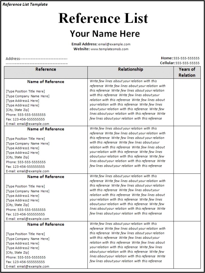 reference list template reference list template pdf