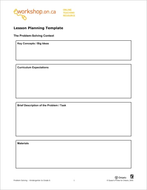 lesson planning template eworkshop