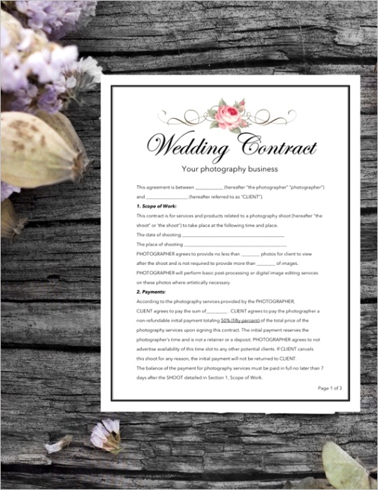 editable wedding photography contract