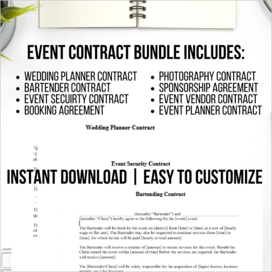 8 piece event planning contract template